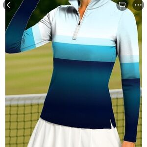 Stylish Gradient Quarter-Zip Long Sleeve Top NWT